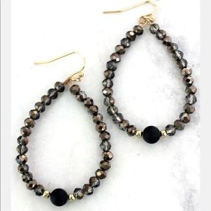 🌻BOGO NEW Adelaide Black Stone & Glass Teardrop Earrings